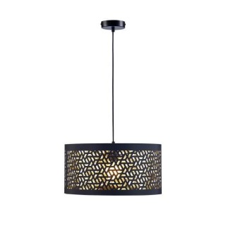 Suspension - Métal et tissu - 40 x H 140 cm - Noir Perforé et Doré