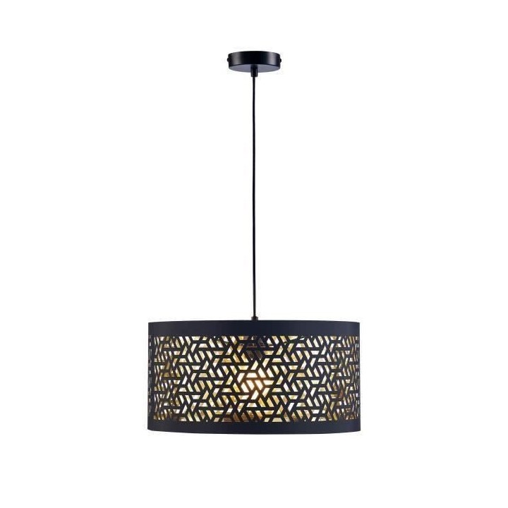 Suspension - Métal et tissu - 40 x H 140 cm - Noir Perforé et Doré