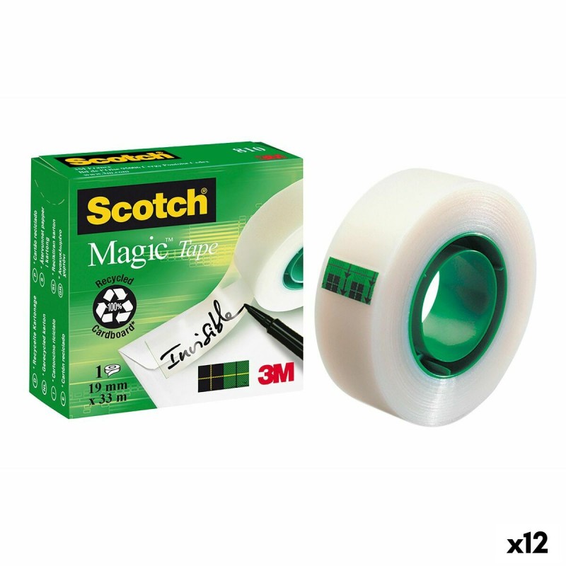 Ruban adhésif Scotch Magic Transparent 19 mm x 33 m (12 Unités)