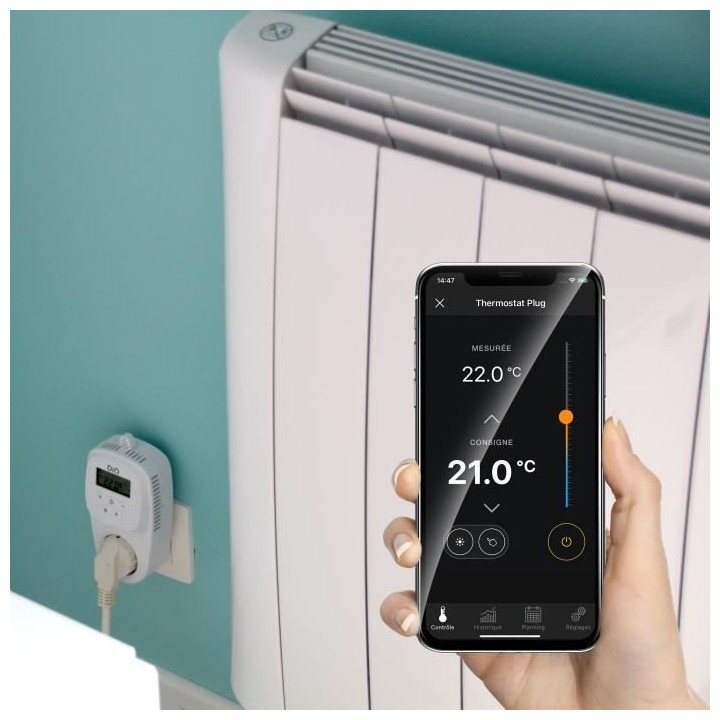 DIO CONNECTED HOME - Plug thermostatique avec écran - Prise FR