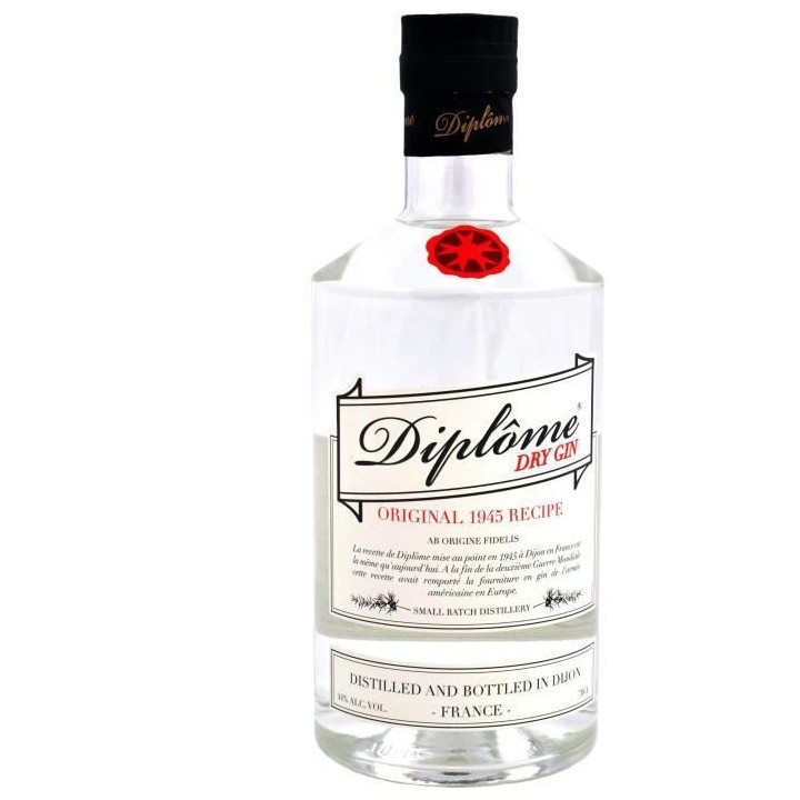Diplôme Dry Gin 44° 70 CL - Le Dry Gin a la française, recette de 1