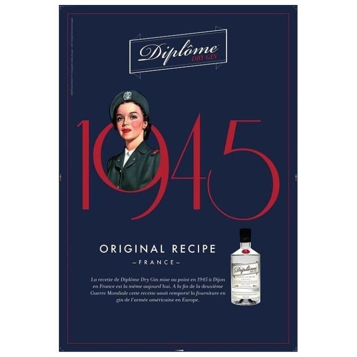 Diplôme Dry Gin 44° 70 CL - Le Dry Gin a la française, recette de 1