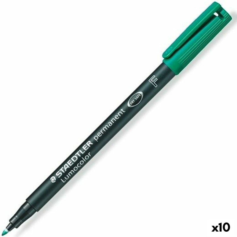 Marqueur permanent Staedtler Lumocolor 318 F Vert 0,6 mm (10 Unités)