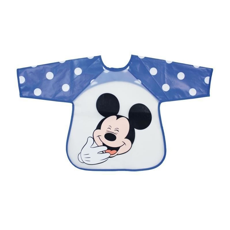 MICKEY Bavoir Tablier 2eme Age ''M is for Mouse'' a Velcro - Mickey bleu - 37 x 42 cm - Disney Baby