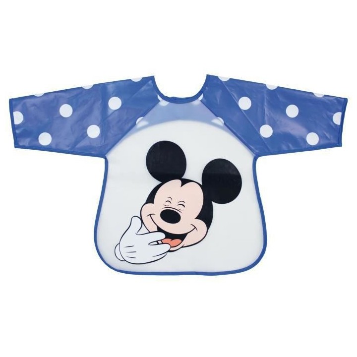MICKEY Bavoir Tablier 2eme Age ''M is for Mouse'' a Velcro - Mickey bl