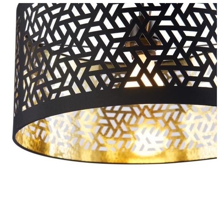 Suspension - Métal et tissu - 40 x H 140 cm - Noir Perforé et Doré