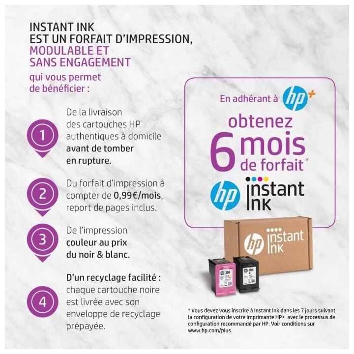 HP DeskJet 2710e Imprimante tout-en-un Jet d'encre couleur - 6 mois d'