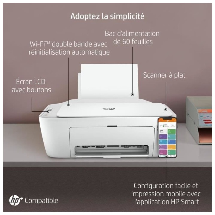 HP DeskJet 2710e Imprimante tout-en-un Jet d'encre couleur - 6 mois d'