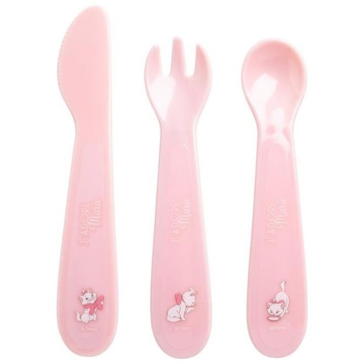 DISNEY Lot de 3 couverts Marie : fourchette, cuillere et couteau - En