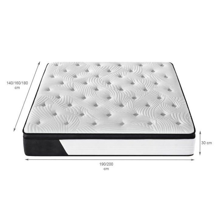 Matelas CASSIE 160x200 cm DESIGN 707 - 690 Ressorts ensachés et mémo
