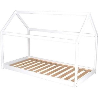 WEBER PANDA Lit enfant cabane Montessori - Bois pin massif blanc - Som