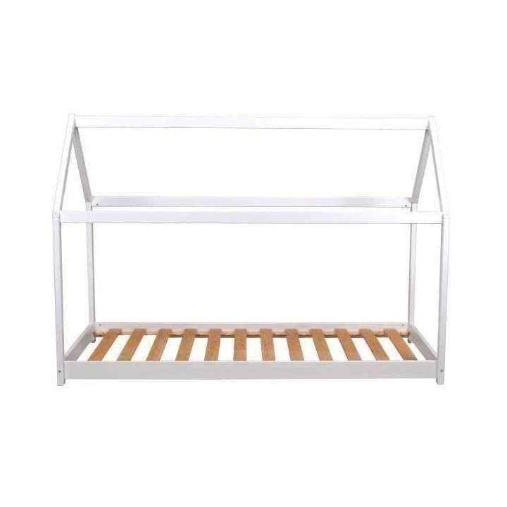 WEBER PANDA Lit enfant cabane Montessori - Bois pin massif blanc - Som