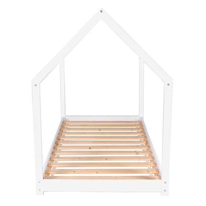 WEBER PANDA Lit enfant cabane Montessori - Bois pin massif blanc - Som