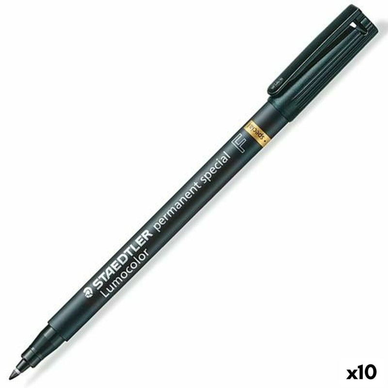 Marqueur permanent Staedtler Lumocolor Special F Noir 0,6 mm (10 Unités)