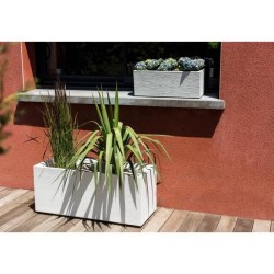 EDA PLASTIQUE Balconniere Graphit Up - 25 L - 59 x 19,5 x 22,8 cm - Blanc cérusé