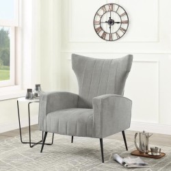 VOLKER Fauteuil Pieds Métal - Tissu Gris - L 73 x P 88 x H 102 cm