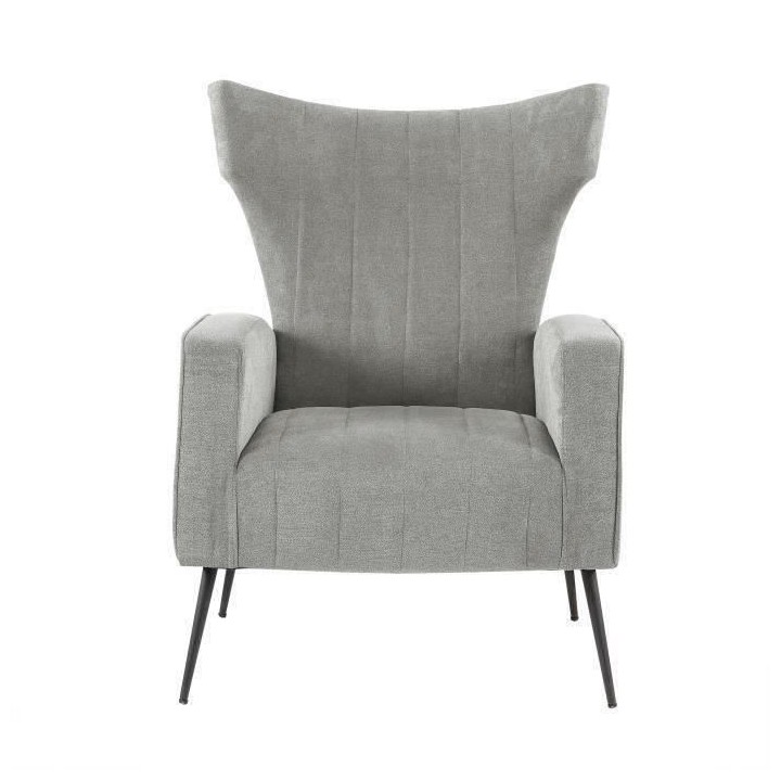 VOLKER Fauteuil Pieds Métal - Tissu Gris - L 73 x P 88 x H 102 cm