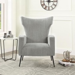 VOLKER Fauteuil Pieds Métal - Tissu Gris - L 73 x P 88 x H 102 cm