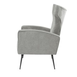 VOLKER Fauteuil Pieds Métal - Tissu Gris - L 73 x P 88 x H 102 cm