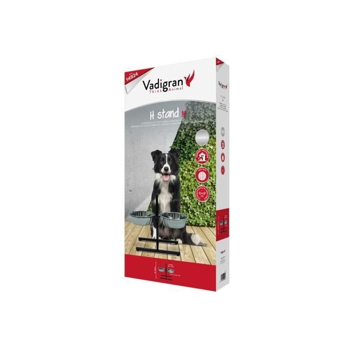 VADIGRAN Bar avec 2 mangeoires inox - 2 x 2500 ml - Pour chien