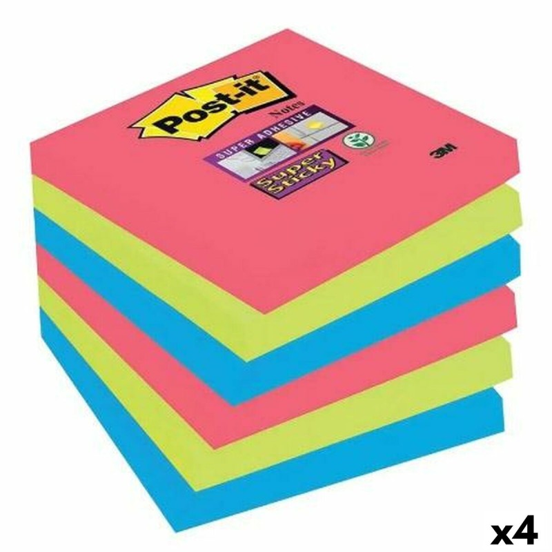 Notes Adhésives Post-it Super Sticky Multicouleur 76 x 76 mm (4 Unités)