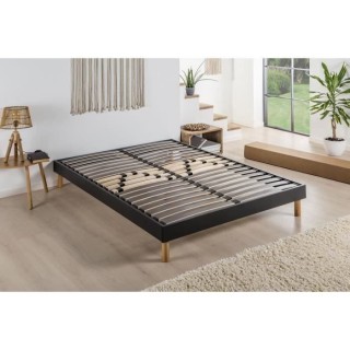 DEKO DREAM SOMKIT Sommier en Kit 140x190 cm - 20 lattes - Gris anthrac