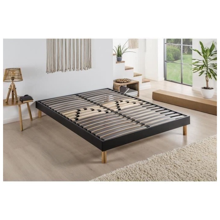 DEKO DREAM SOMKIT Sommier en Kit 140x190 cm - 20 lattes - Gris anthrac
