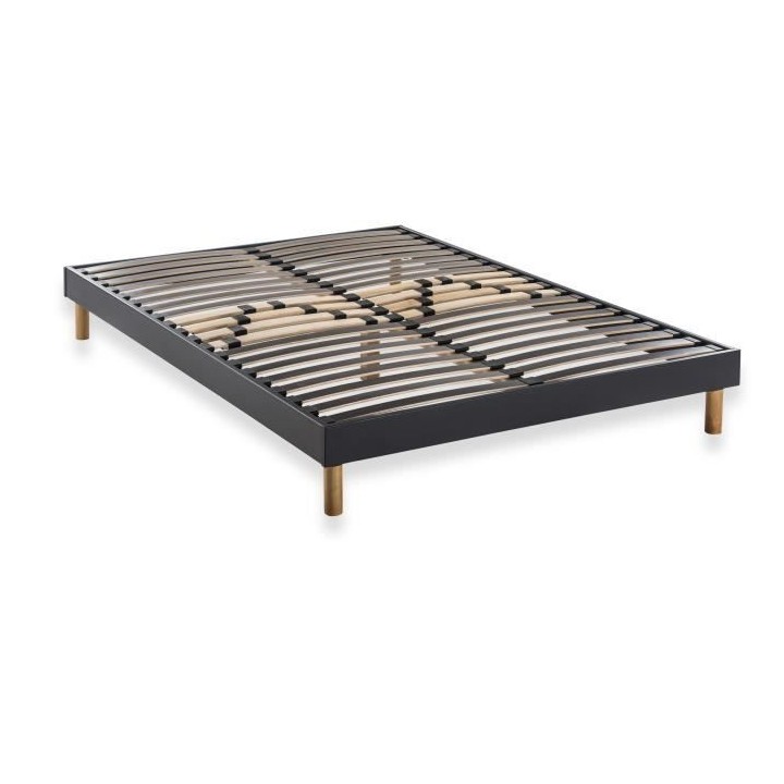 DEKO DREAM SOMKIT Sommier en Kit 140x190 cm - 20 lattes - Gris anthrac