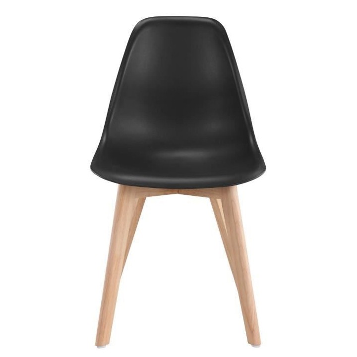 SACHA Chaise de salle a manger noir - Pieds en bois hévéa massif - S