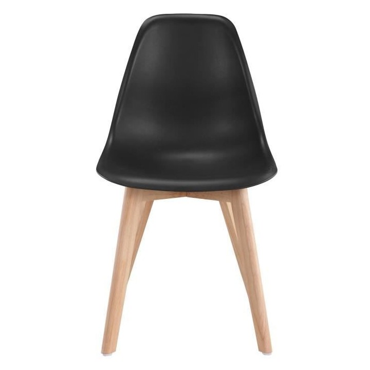 SACHA Lot de 2 chaises de salle a manger noir - Pieds en bois hévéa