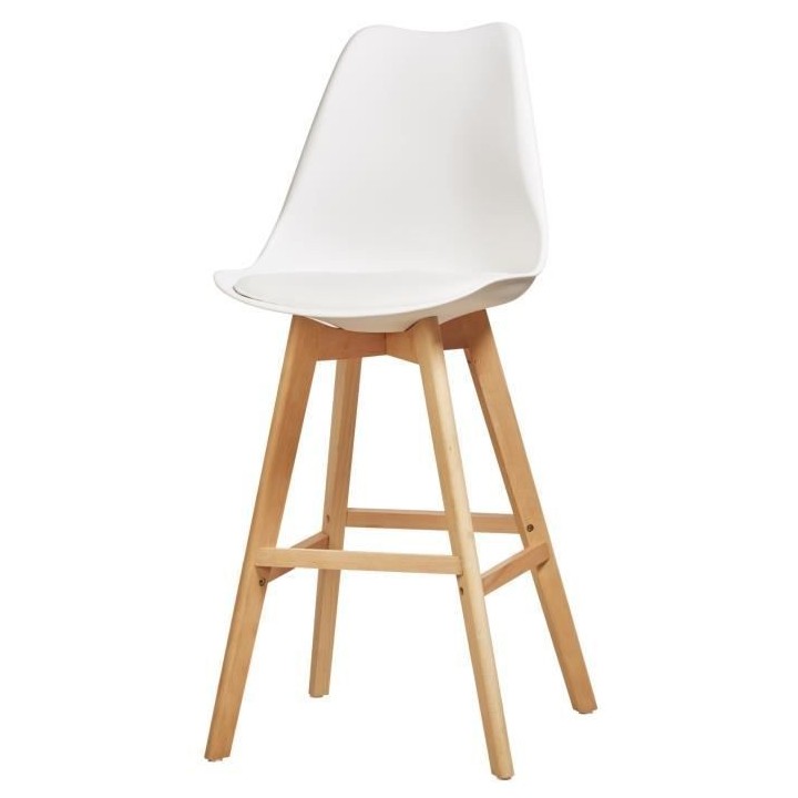 BJORN Lot de 2 tabourets de bar pieds en bois hetre massif - Revetemen