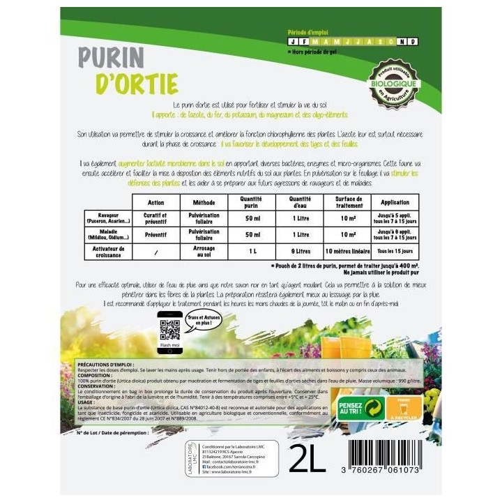 TERRA NOSTRA Purin d'ortie - Pouch 2L Concentré - Préparation 100% N