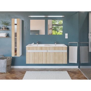 ALBAN Salle de Bain complete L 120cm - Meuble + Vasque + Colonne vitr