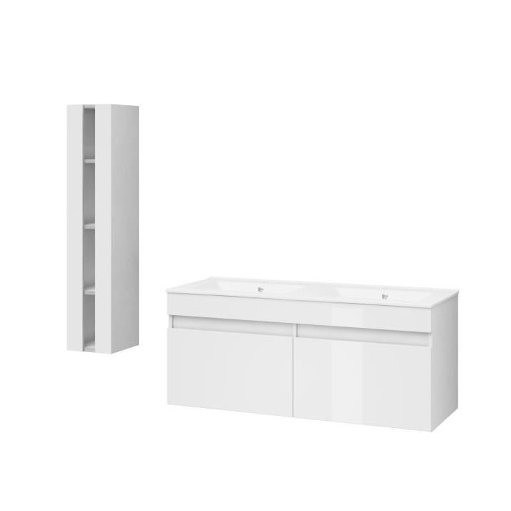 Salle de Bain complete L 120cm - Meuble + Vasque + Colonne vitrée - B