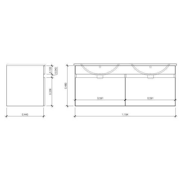Salle de Bain complete L 120cm - Meuble + Vasque + Colonne vitrée - B