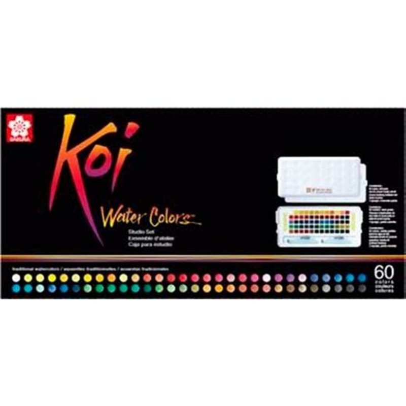 Set de peintures aquarelle Talens Sakura Koi Water Colors 60 couleurs Multicouleur