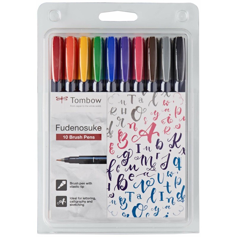 Ensemble de Marqueurs Tombow Fudenosuke Multicouleur (10 Unités)