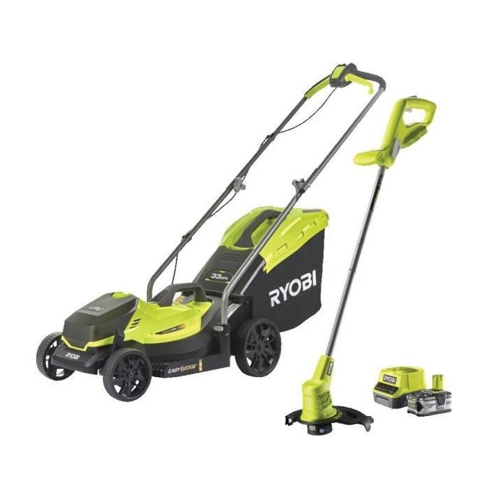 RYOBI Pack ONE+ tondeuse + coupe-bordures 18V sans fil RLM1833BLT1825M