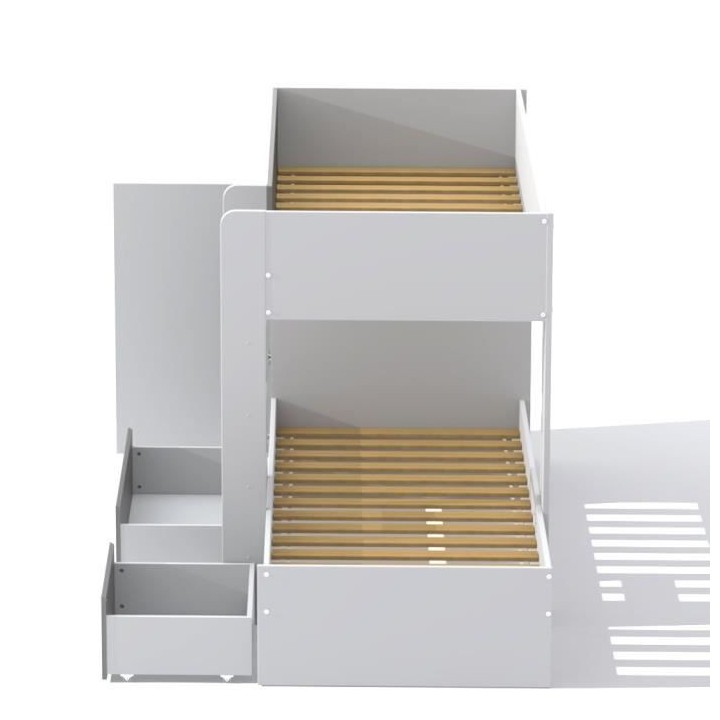 WEBER Lit superposé enfant contemporain blanc et gris - l 90 x L 190