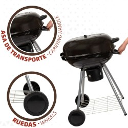 Roues de barbecue au charbon de bois Aktive Noir 57 x 86 x 57 cm