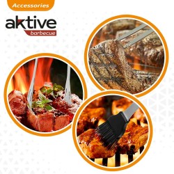 Ustensiles pour barbecues Aktive 7,5 x 35 x 1,9 cm Acier inoxydable Silicone 12 Unités (5 Pièces)