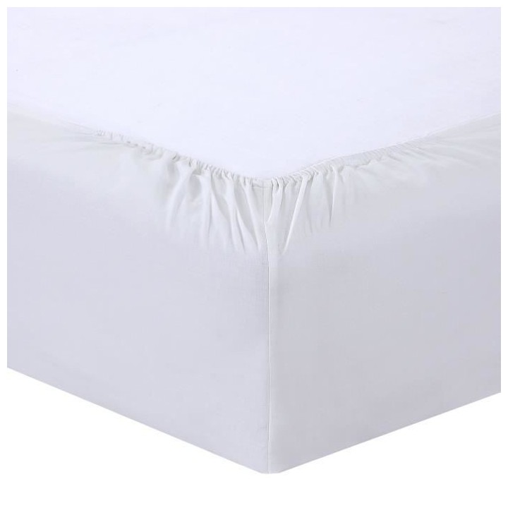 Vision - Drap housse Blanc - 140x190cm - 100% coton