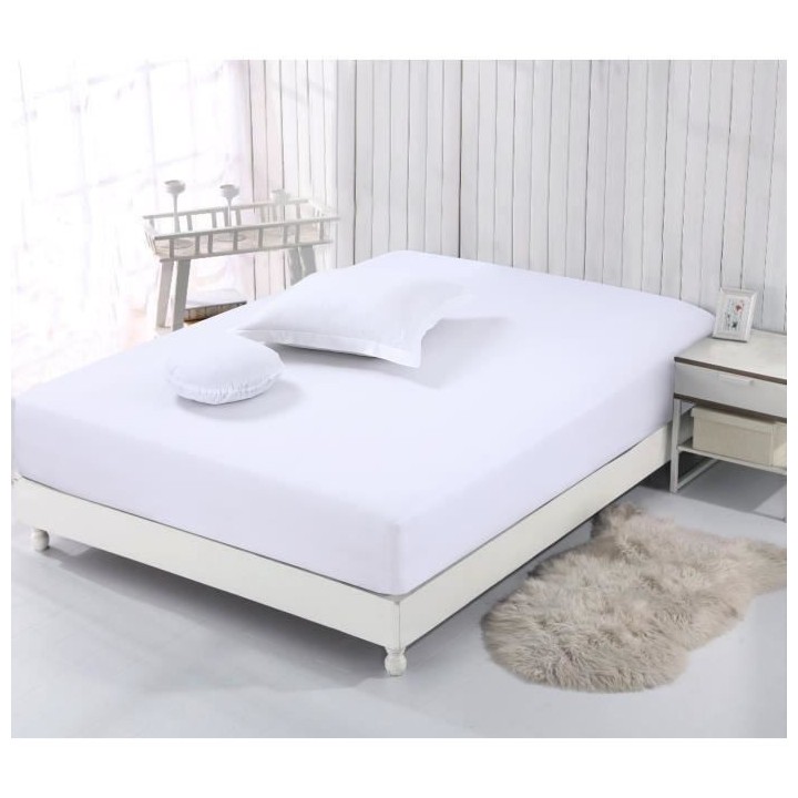 Vision - Drap housse Blanc - 140x190cm - 100% coton