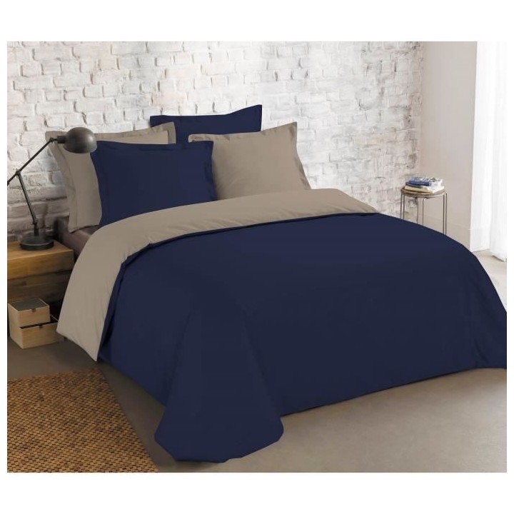 VISION - Bicolore - Housse de couette Réversible 260x240cm avec 2 tai