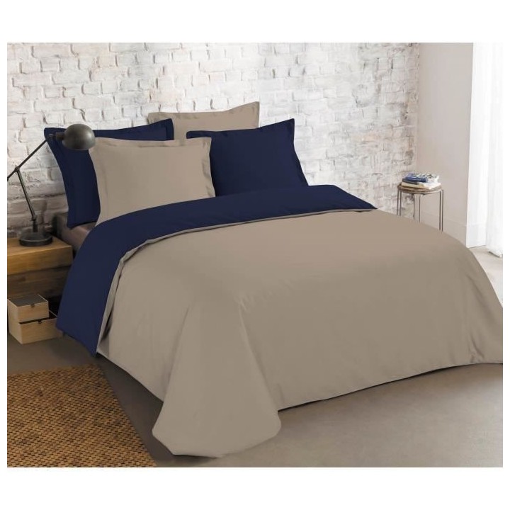 VISION - Bicolore - Housse de couette Réversible 260x240cm avec 2 tai