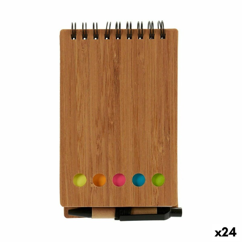 Cahier à Spirales avec Stylo Bambou 1 x 14,5 x 9 cm Marron (24 Unités)