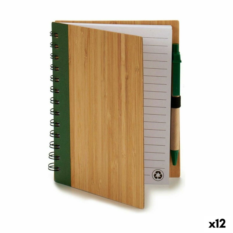 Cahier à Spirales avec Stylo Bambou 14 x 18 cm (12 Unités)