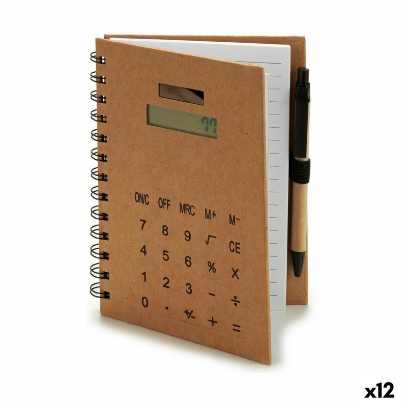 Cahier à Spirales avec Stylo Calculatrice 14 x 18 x 1,5 cm (12 Unités)