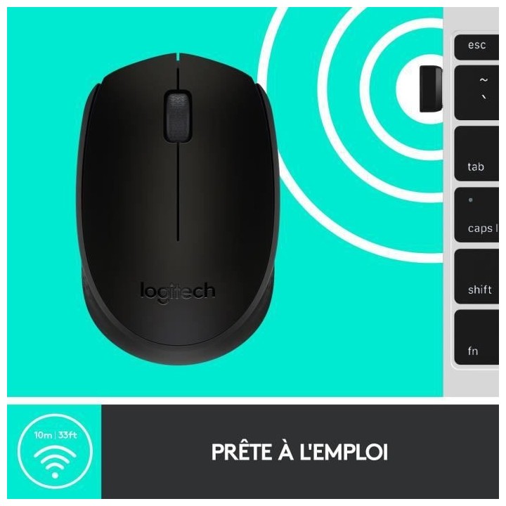 LOGITECH - Souris Sans Fil Ambidextre M171 - Noir