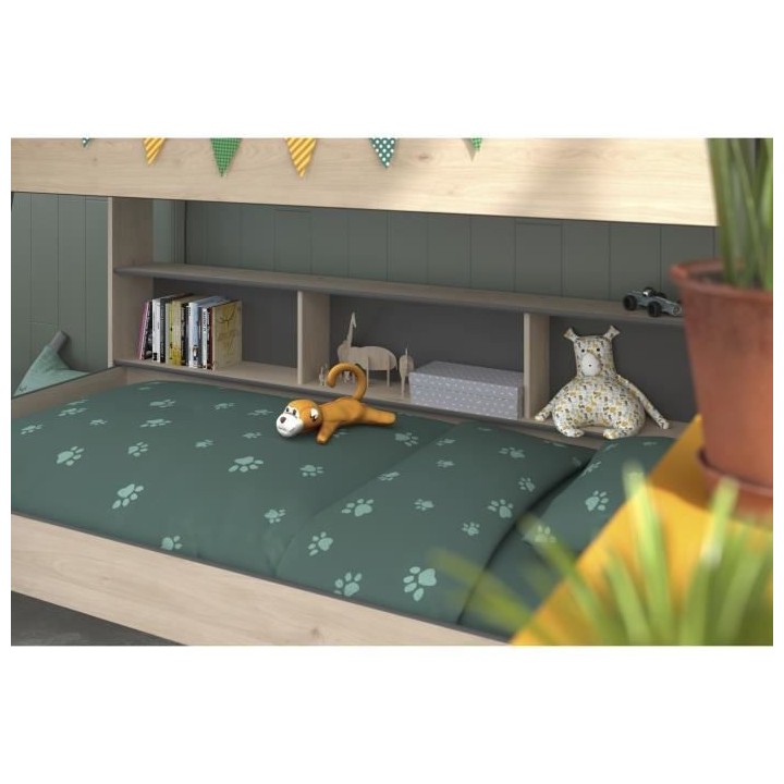 PARISOT Lits superposés enfant - Décor Chene Jackson et Gris Ombre -